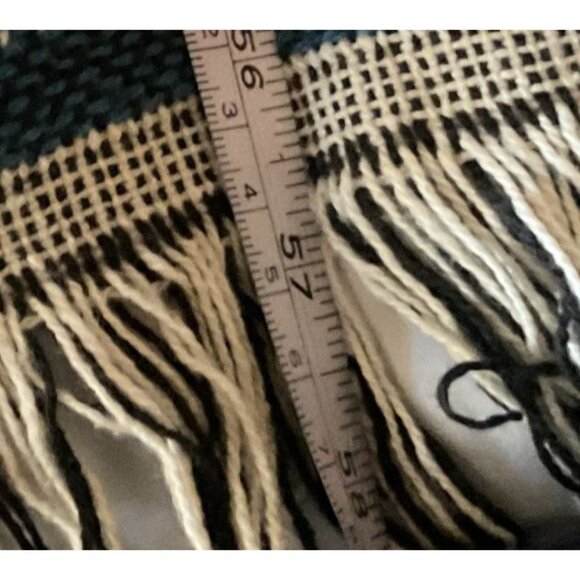 Vintage Woven Floral & Stripe Tapestry Throw Blanket 57"x 49" Fringed Edges - Picture 3 of 4